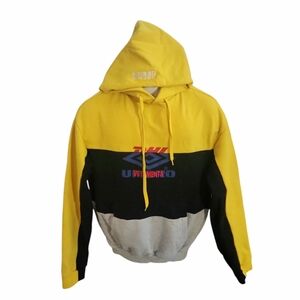 Vetements Yellow and Black Hoodie with Color-Blocked Design